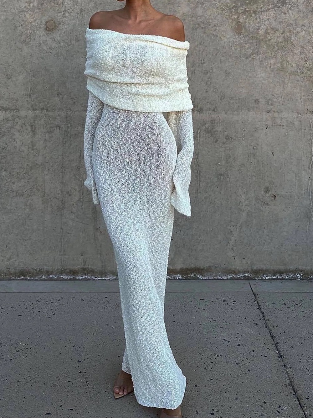 Meshki Off-Shoulder White Maxi Dress